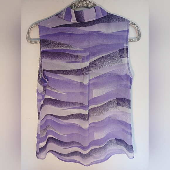 New York & Company Lavender Striped Sleeveless Blouse - Picture 3 of 6